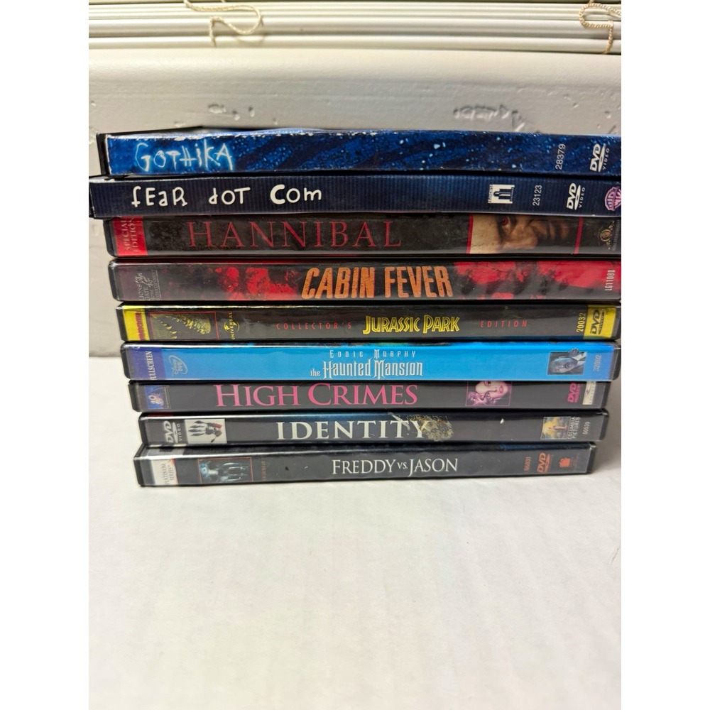 Lot of 9 Horror, Thriller & Sci-Fi DVDs–Jurassic Park, Hannibal, Freddy vs Jason
